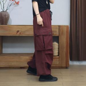 High Waist Casual Fleeced Baggy Cargo Pants