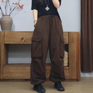 High Waist Casual Fleeced Baggy Cargo Pants