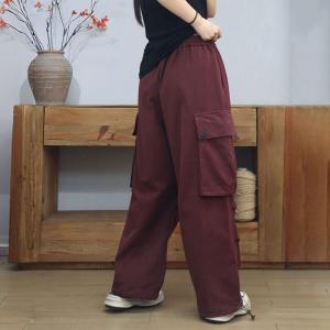 High Waist Casual Fleeced Baggy Cargo Pants