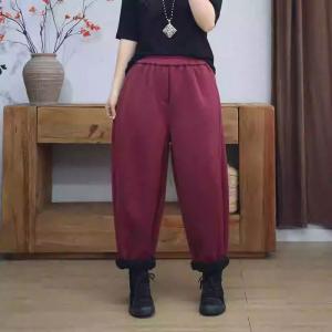 Fleeced Lining Winter Plain Cotton Sweat Pants
