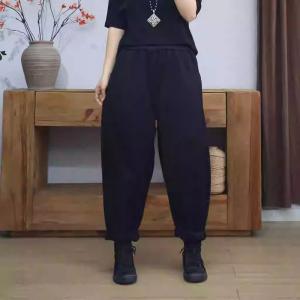 Fleeced Lining Winter Plain Cotton Sweat Pants