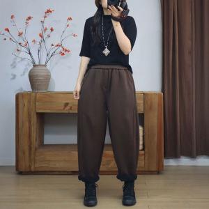 Fleeced Lining Winter Plain Cotton Sweat Pants
