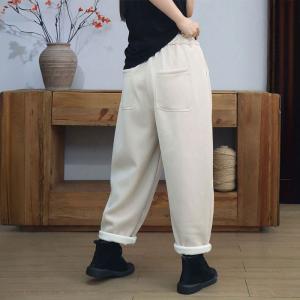 Fleeced Lining Winter Plain Cotton Sweat Pants