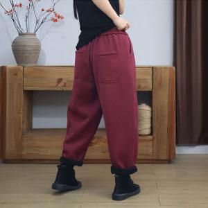 Fleeced Lining Winter Plain Cotton Sweat Pants