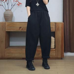 Fleeced Lining Winter Plain Cotton Sweat Pants