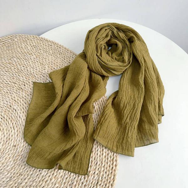 Solid Color Pleated Linen Scarf