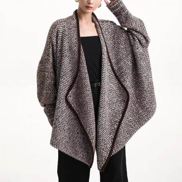 Waterfall Collar Knitted Designer Wrap Coat