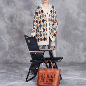 Colorful Rhombus Patterned Cashmere Granny Cardigan