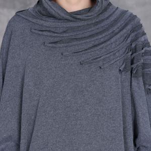 Mock Neck Cotton Pleated Sweater