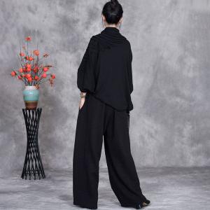Mock Neck Cotton Pleated Sweater