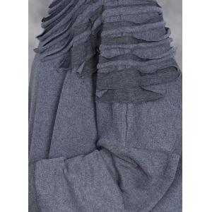 Mock Neck Cotton Pleated Sweater