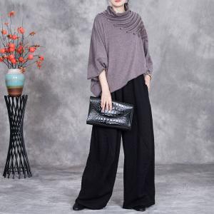 Mock Neck Cotton Pleated Sweater