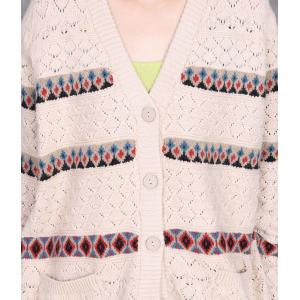 Senior Women V-Neck Oversized Striped Cardigan