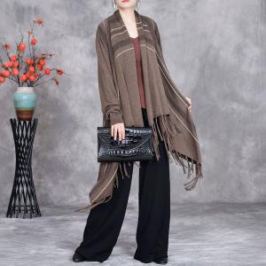 Lazy Day Asymmetrical Tassel Shawl Cardigan
