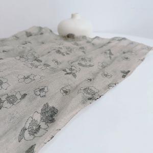 Flowers Printed Tassel Linen Boho Scarf