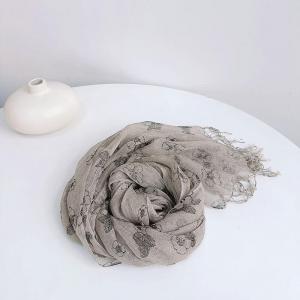 Flowers Printed Tassel Linen Boho Scarf