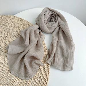 Solid Color Pleated Linen Scarf