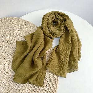 Solid Color Pleated Linen Scarf