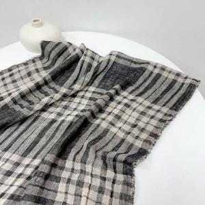 Cotton Linen Classic Fringed Gingham Scarf