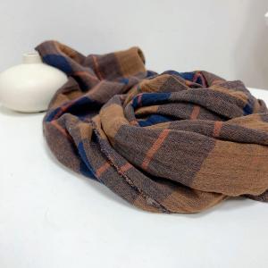 Cotton Linen Classic Fringed Gingham Scarf