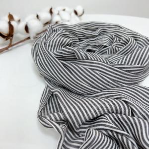 White and Black Striped and Plaid Scarf