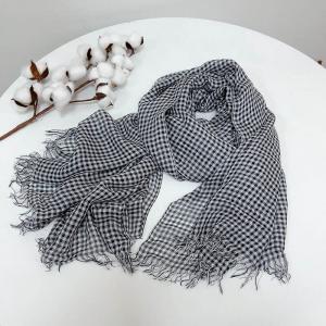 White and Black Striped and Plaid Scarf