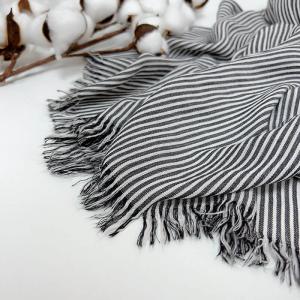 White and Black Striped and Plaid Scarf