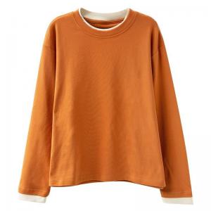 Contrast Color Cozy Orange Fleeced Oversized T-shirt