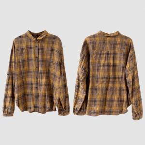 Preppy Style Yellow Gingham Shirt for Women