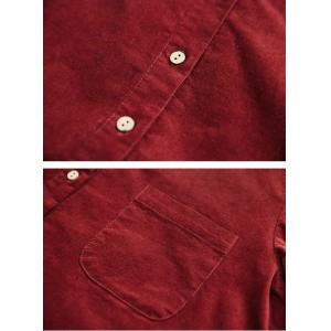 Wine Red Polo Neck Corduroy Ladies Shirt