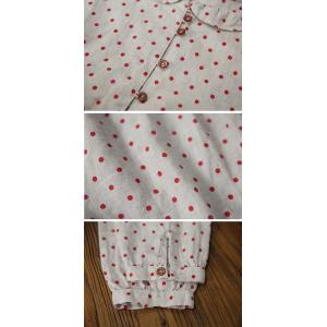 Red Polka Dots Linen Peasant Blouse