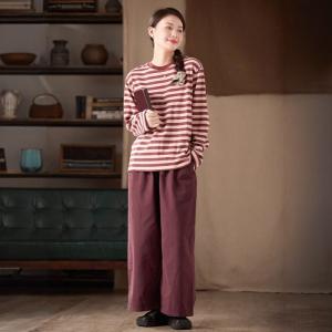 Cartoon Cat Patchwork Striped Lazy Day Tee