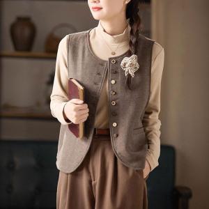 Single-Breasted Wool Blend  Elegant Waistcoat