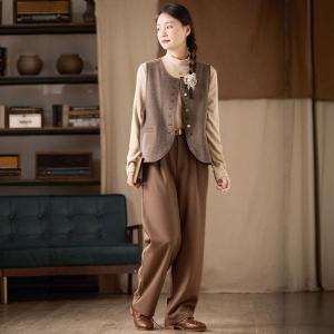 Single-Breasted Wool Blend  Elegant Waistcoat