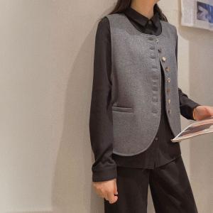 Single-Breasted Wool Blend  Elegant Waistcoat