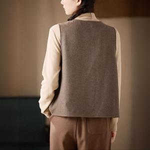 Single-Breasted Wool Blend  Elegant Waistcoat