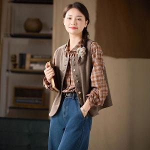 Single-Breasted Wool Blend  Elegant Waistcoat