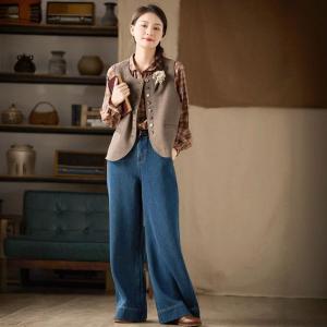 Single-Breasted Wool Blend  Elegant Waistcoat