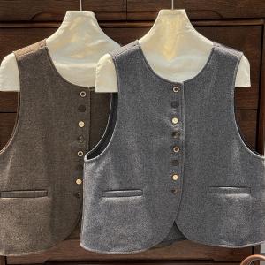 Single-Breasted Wool Blend  Elegant Waistcoat
