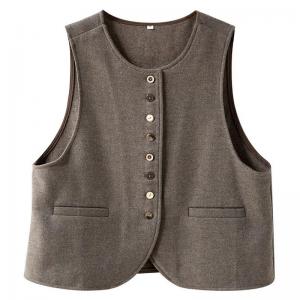 Single-Breasted Wool Blend  Elegant Waistcoat