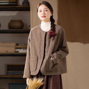 Fall Fashion Short Coffee Quilted Coat
