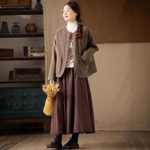 Fall Fashion Short Coffee Quilted Coat