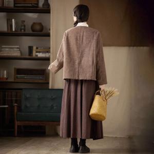 Fall Fashion Short Coffee Quilted Coat