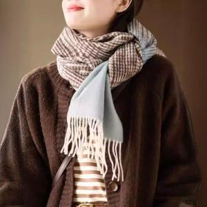 Winter Woolen Blue and Houndstooth Scarf