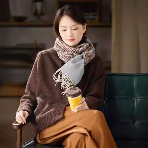 Winter Woolen Blue and Houndstooth Scarf
