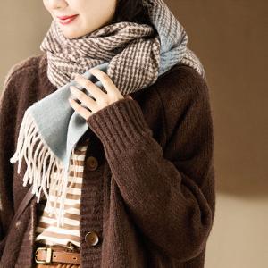 Winter Woolen Blue and Houndstooth Scarf