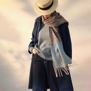 Winter Woolen Blue and Houndstooth Scarf