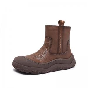 Wool Lining Cowhide Platform Boots for Women