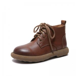 British Style Tied Leather Ankle Martin Boots