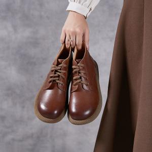British Style Tied Leather Ankle Martin Boots